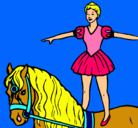 Dibujo Trapecista encima de caballo pintado por Anita