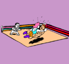 Dibujo Lucha en el ring pintado por valeria