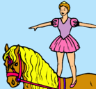 Dibujo Trapecista encima de caballo pintado por diana