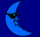 Dibujo Luna con gafas de sol pintado por abigail