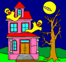 Dibujo Casa fantansma pintado por pedro