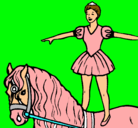 Dibujo Trapecista encima de caballo pintado por mirandacorazon