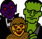Dibujo Personajes Halloween pintado por familimoustros
