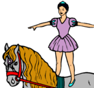 Dibujo Trapecista encima de caballo pintado por pepe