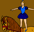 Dibujo Trapecista encima de caballo pintado por ary