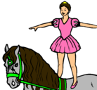 Dibujo Trapecista encima de caballo pintado por emili