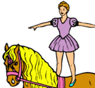 Dibujo Trapecista encima de caballo pintado por sandra