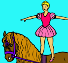 Dibujo Trapecista encima de caballo pintado por Daniella