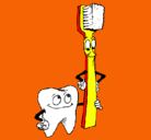 Dibujo Muela y cepillo de dientes pintado por andrealombana