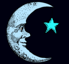 Dibujo Luna y estrella pintado por mandy
