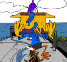 Dibujo Cigüeña en un barco pintado por manel