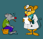 Dibujo Doctor y paciente ratón pintado por est