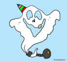 Dibujo Fantasma con sombrero de fiesta pintado por tj