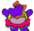 Dibujo Hipopótama con lazo pintado por jhostin