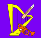 Dibujo Arpa, flauta y trompeta pintado por kishyta