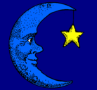 Dibujo Luna y estrella pintado por abigail
