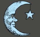 Dibujo Luna y estrella pintado por abraham