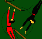 Dibujo Trapecistas saltando pintado por lmgoros