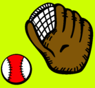 Dibujo Guante y bola de béisbol pintado por beis