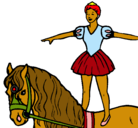 Dibujo Trapecista encima de caballo pintado por tamara