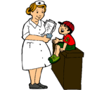 Dibujo Enfermera y niño pintado por cris