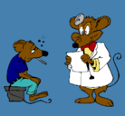 Dibujo Doctor y paciente ratón pintado por m.m