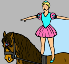 Dibujo Trapecista encima de caballo pintado por aria