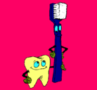 Dibujo Muela y cepillo de dientes pintado por slma