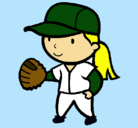 Dibujo Jugadora de béisbol pintado por gatito
