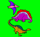 Dibujo Tres clases de dinosaurios pintado por ljj