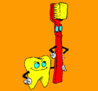 Dibujo Muela y cepillo de dientes pintado por grr