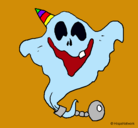 Dibujo Fantasma con sombrero de fiesta pintado por Andrea