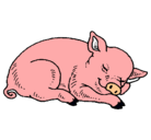 Dibujo Cerdo durmiendo pintado por lechon