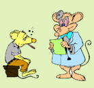 Dibujo Doctor y paciente ratón pintado por gabriela