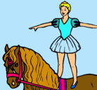 Dibujo Trapecista encima de caballo pintado por brisa
