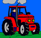 Dibujo Tractor en funcionamiento pintado por junior