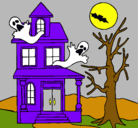Dibujo Casa fantansma pintado por pablo