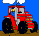 Dibujo Tractor en funcionamiento pintado por AARON