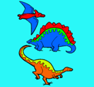 Dibujo Tres clases de dinosaurios pintado por francoprocopiobayone
