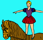 Dibujo Trapecista encima de caballo pintado por JUAN