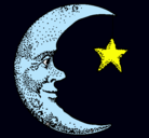 Dibujo Luna y estrella pintado por paulina