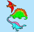 Dibujo Tres clases de dinosaurios pintado por alvaro