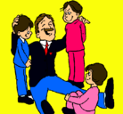 Dibujo Papa con sus 3 hijos pintado por AMI10101