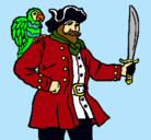 Dibujo Pirata con un loro pintado por jorge