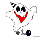 Dibujo Fantasma con sombrero de fiesta pintado por yoda