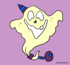 Dibujo Fantasma con sombrero de fiesta pintado por perlagonzales