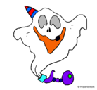 Dibujo Fantasma con sombrero de fiesta pintado por polliko6