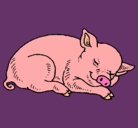 Dibujo Cerdo durmiendo pintado por desi