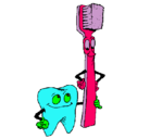 Dibujo Muela y cepillo de dientes pintado por esmeraldaanahi