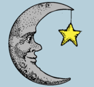 Dibujo Luna y estrella pintado por ali